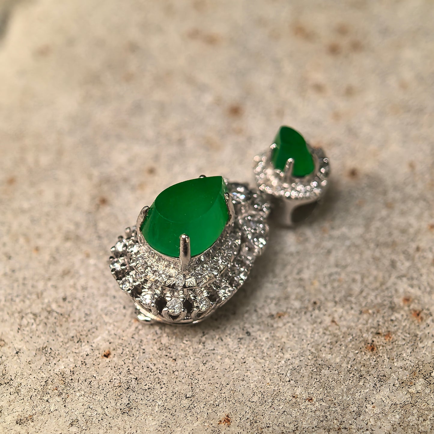 Natural Grade-A Icy Imperial Green Teardrop Jadeite Pendant · Burmese Jade