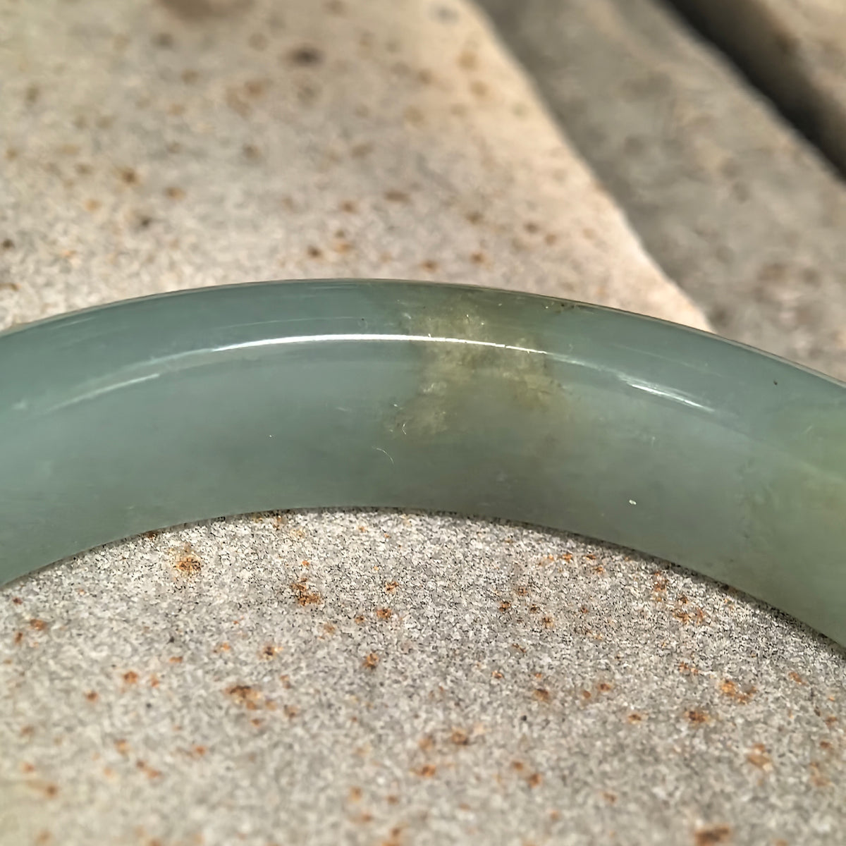 Icy Glutinous Mint Green D-Shape Jadeite Bangle – 53mm