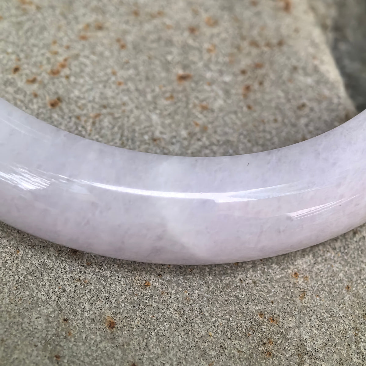 Glutinous Pale Lavender with Bright Green D-Shape Jadeite Bangle – 57mm