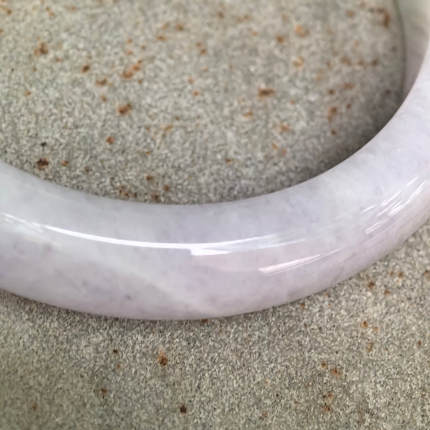 Glutinous Pale Lavender with Bright Green D-Shape Jadeite Bangle – 57mm