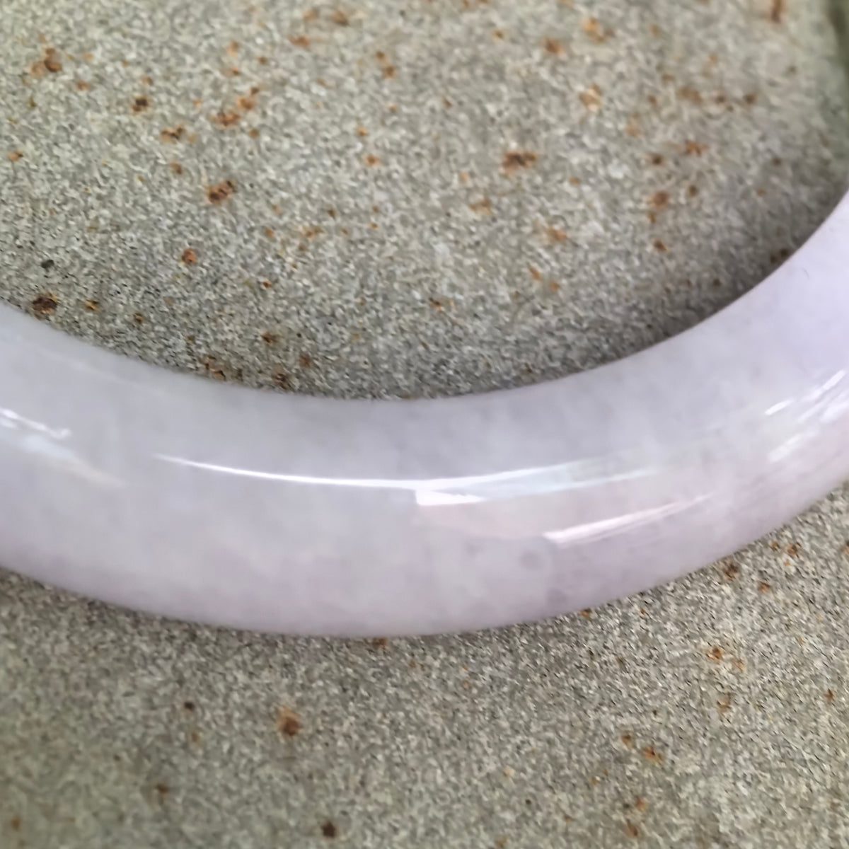 Glutinous Pale Lavender with Bright Green D-Shape Jadeite Bangle – 57mm