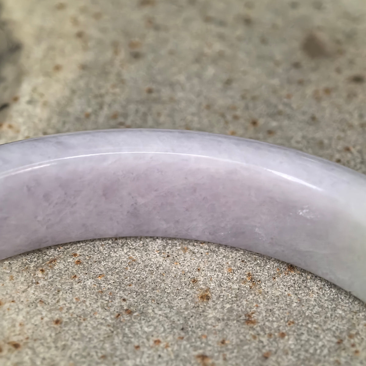 Glutinous Pale Lavender with Bright Green D-Shape Jadeite Bangle – 57mm