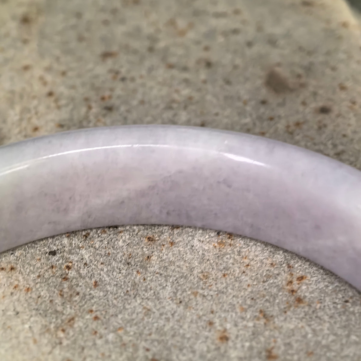 Glutinous Pale Lavender with Bright Green D-Shape Jadeite Bangle – 57mm
