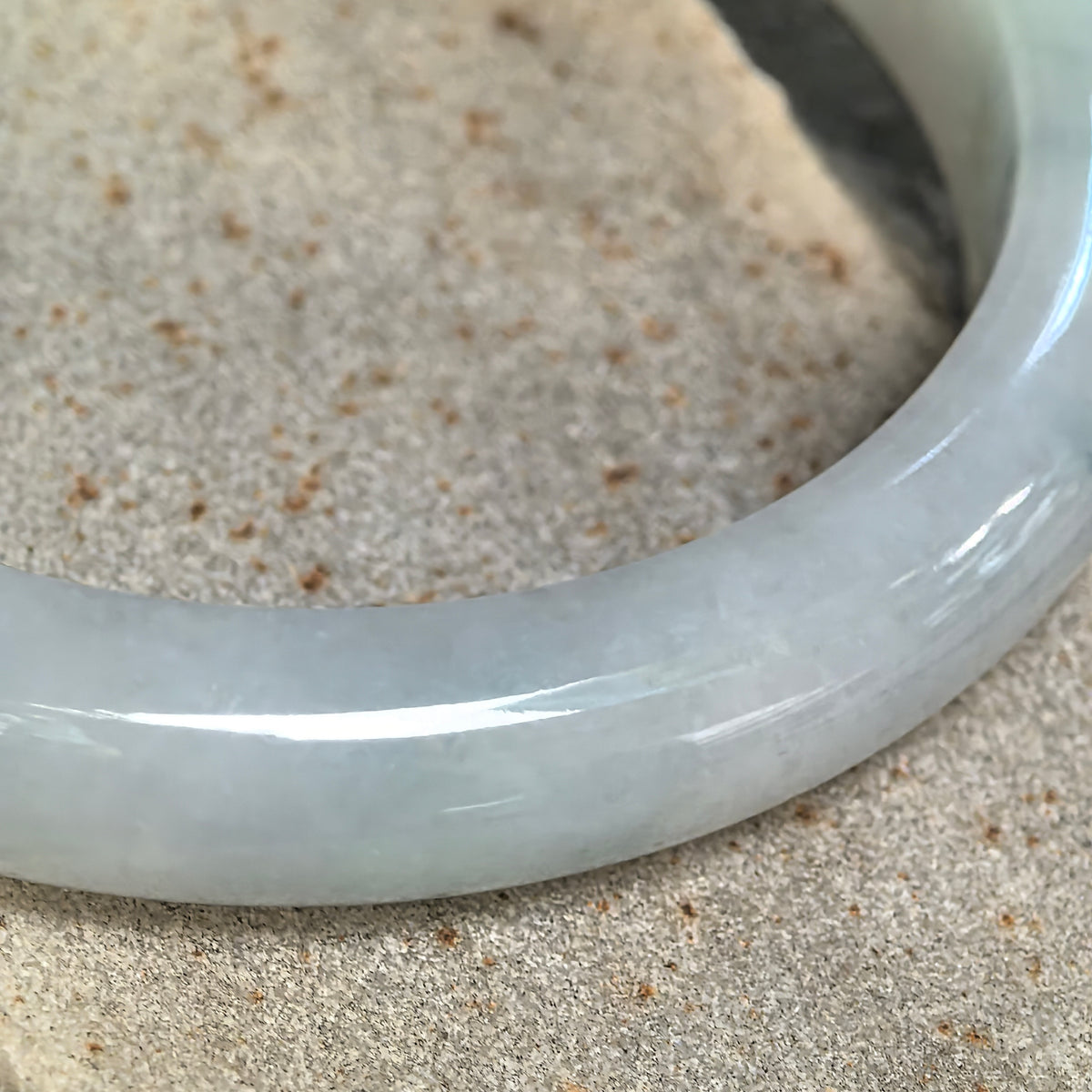 Fine Glutinous Pale Blue D-Shape Jadeite Bangle – 66mm