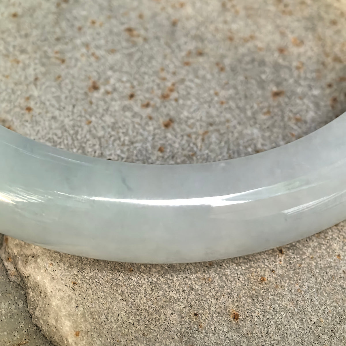 Fine Glutinous Pale Blue D-Shape Jadeite Bangle – 66mm