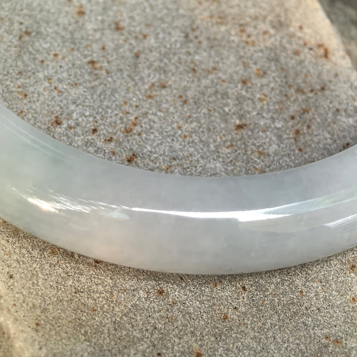 Fine Glutinous Pale Blue D-Shape Jadeite Bangle – 66mm