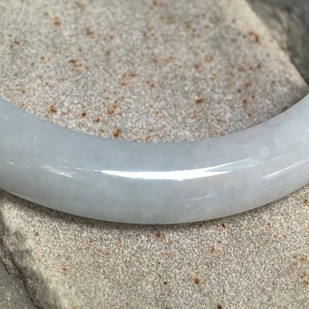 Fine Glutinous Pale Blue D-Shape Jadeite Bangle – 66mm