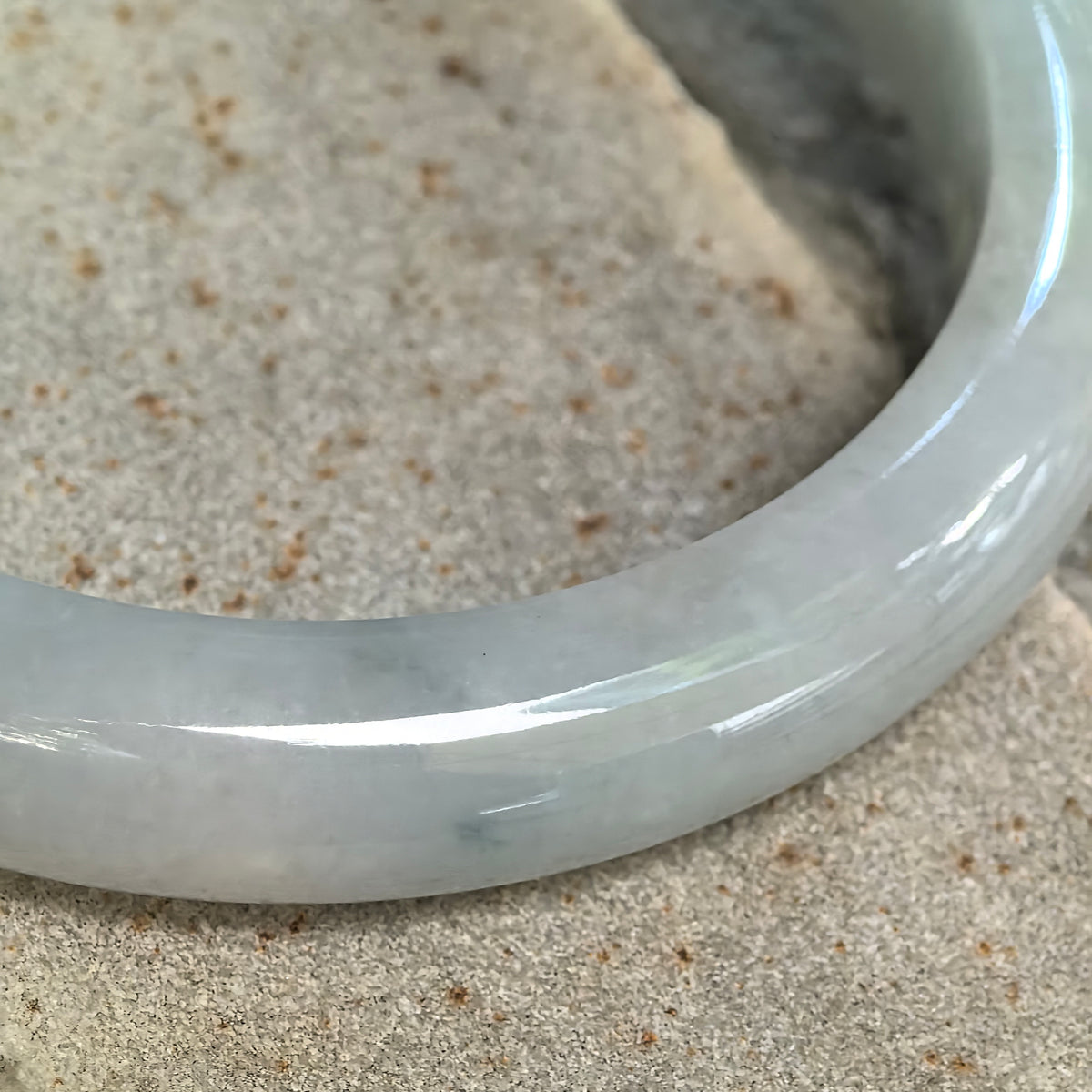 Fine Glutinous Pale Blue D-Shape Jadeite Bangle – 66mm