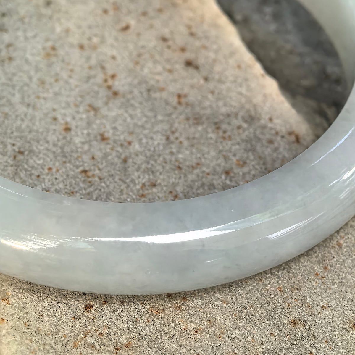 Fine Glutinous Pale Blue D-Shape Jadeite Bangle – 66mm