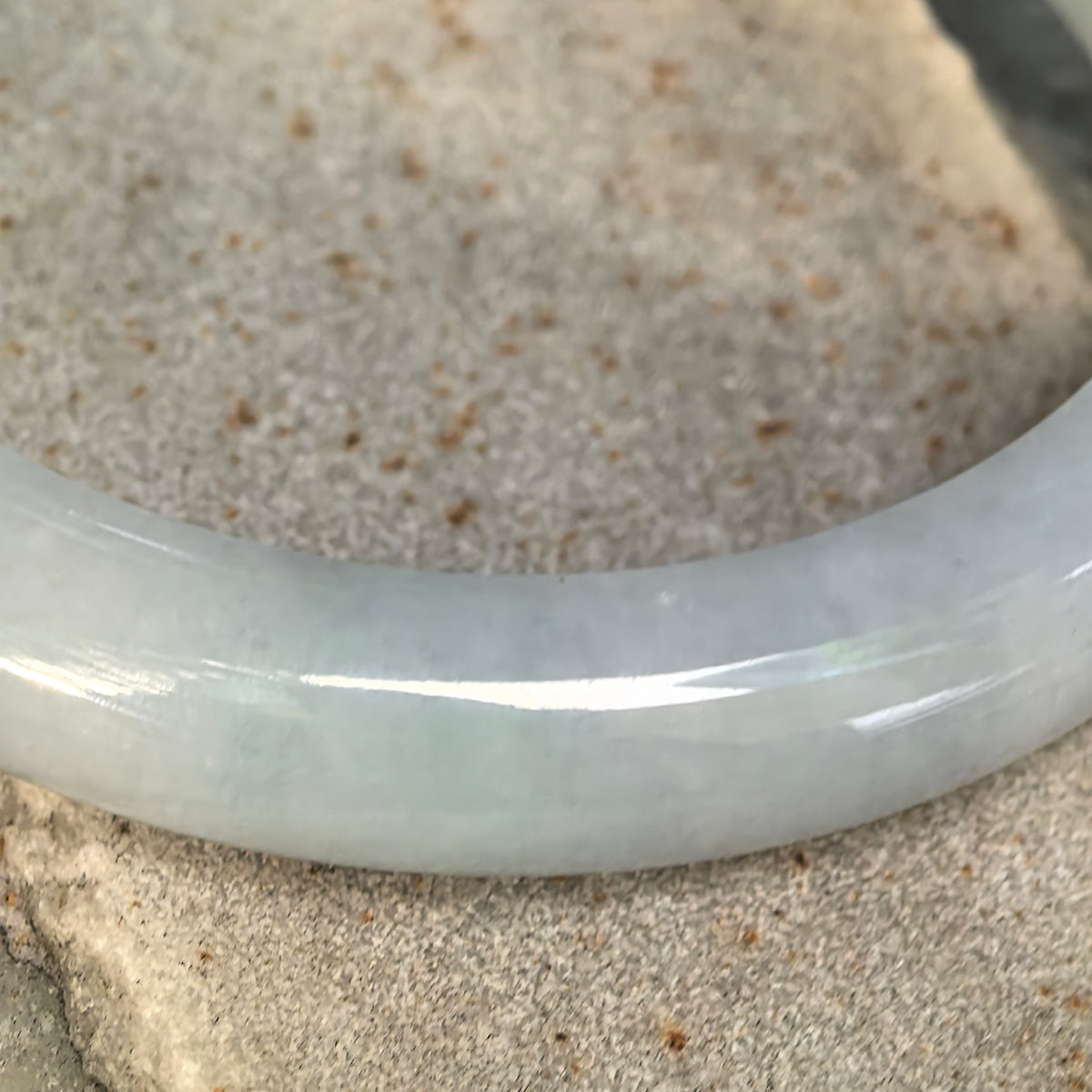 Fine Glutinous Pale Blue D-Shape Jadeite Bangle – 66mm