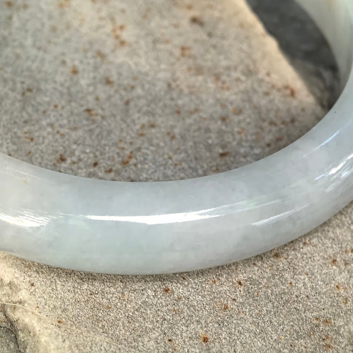 Fine Glutinous Pale Blue D-Shape Jadeite Bangle – 66mm