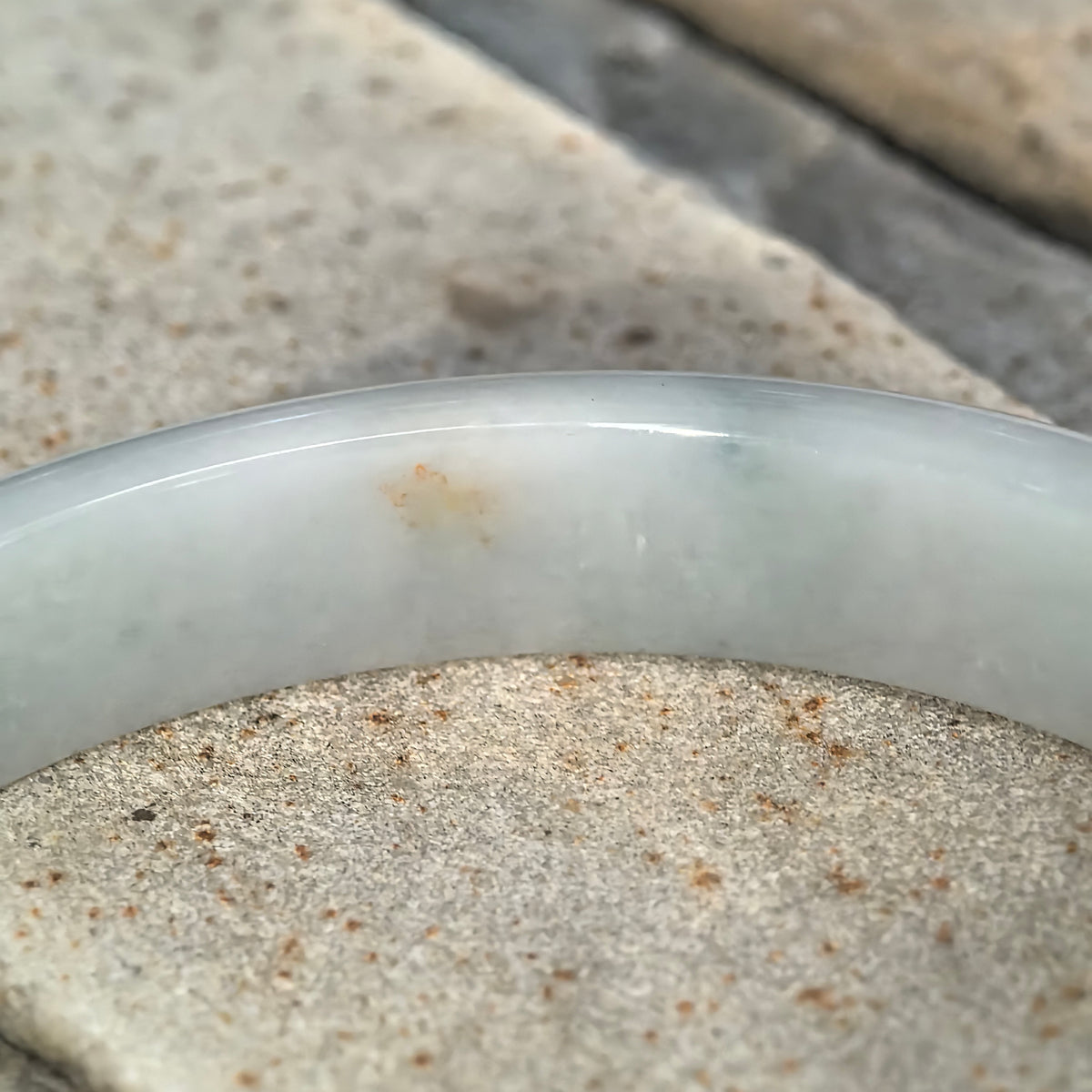 Fine Glutinous Pale Blue D-Shape Jadeite Bangle – 66mm