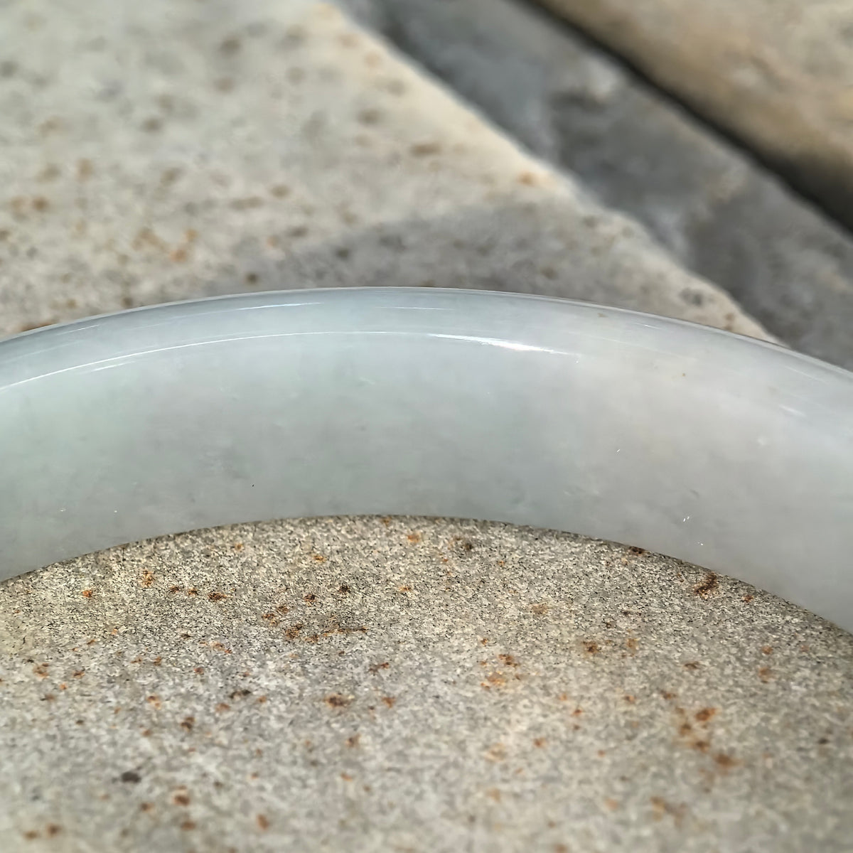 Fine Glutinous Pale Blue D-Shape Jadeite Bangle – 66mm