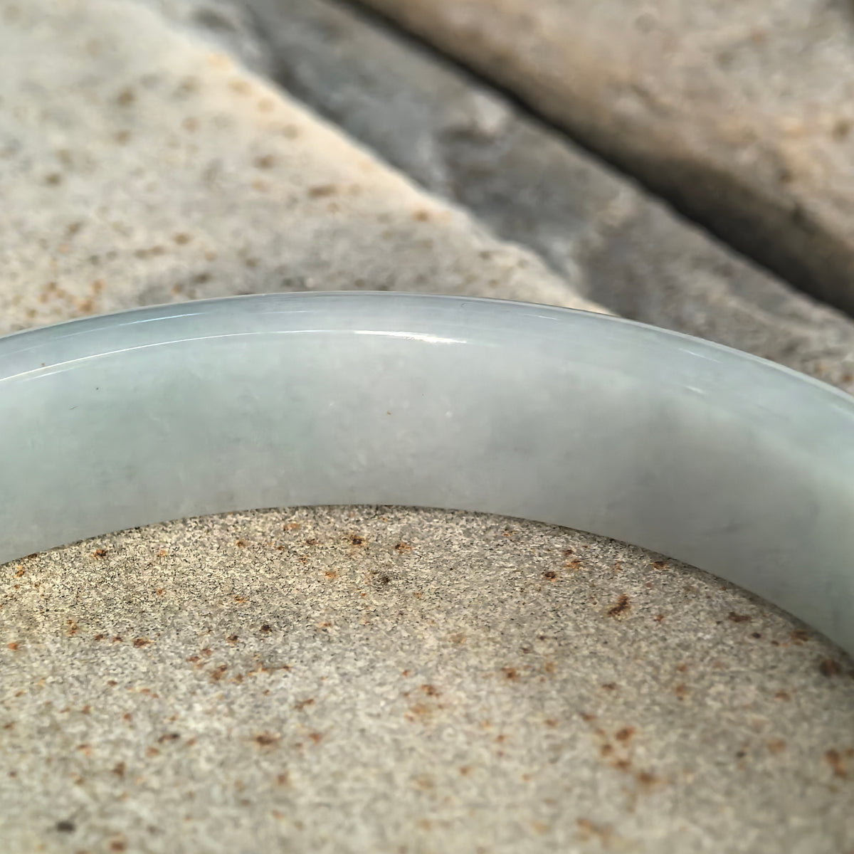 Fine Glutinous Pale Blue D-Shape Jadeite Bangle – 66mm