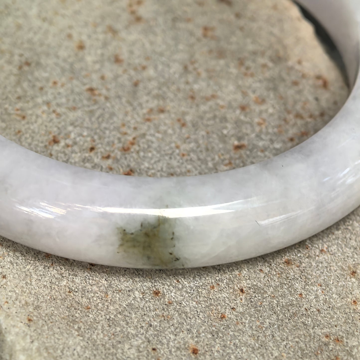 Glutinous Pale Lavender Dark Green Floating Flower D-Shape Jadeite Bangle – 54mm
