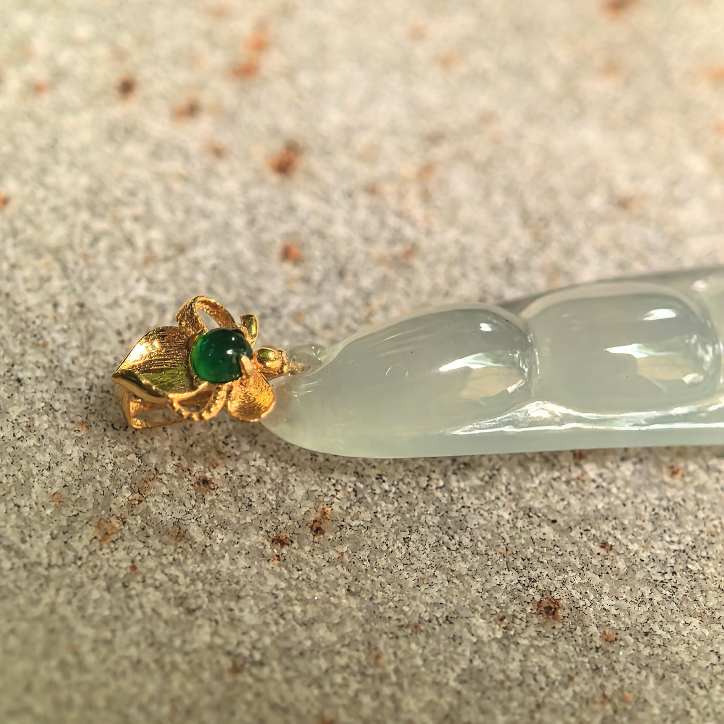 Natural Grade-A Icy Light Green Bean Pod Jadeite Pendant · Burmese Jade