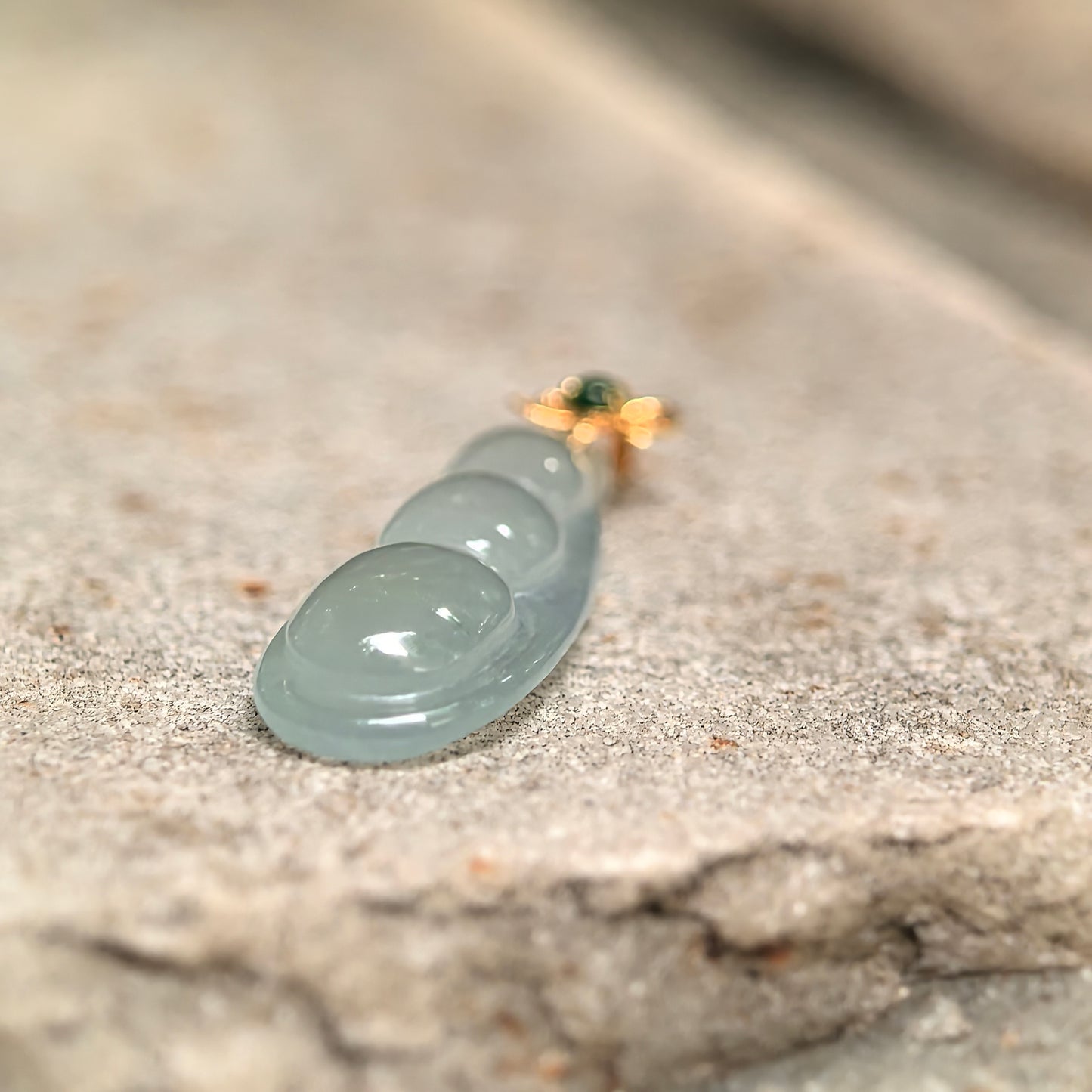 Natural Grade-A Icy Light Green Bean Pod Jadeite Pendant · Burmese Jade