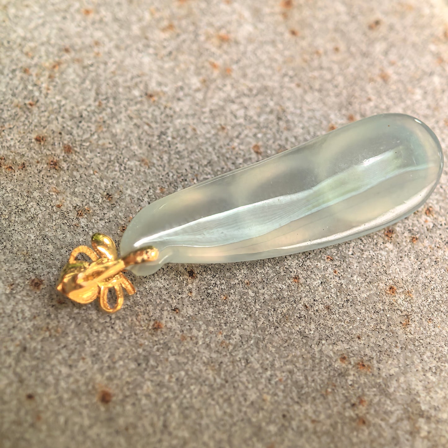 Natural Grade-A Icy Light Green Bean Pod Jadeite Pendant · Burmese Jade