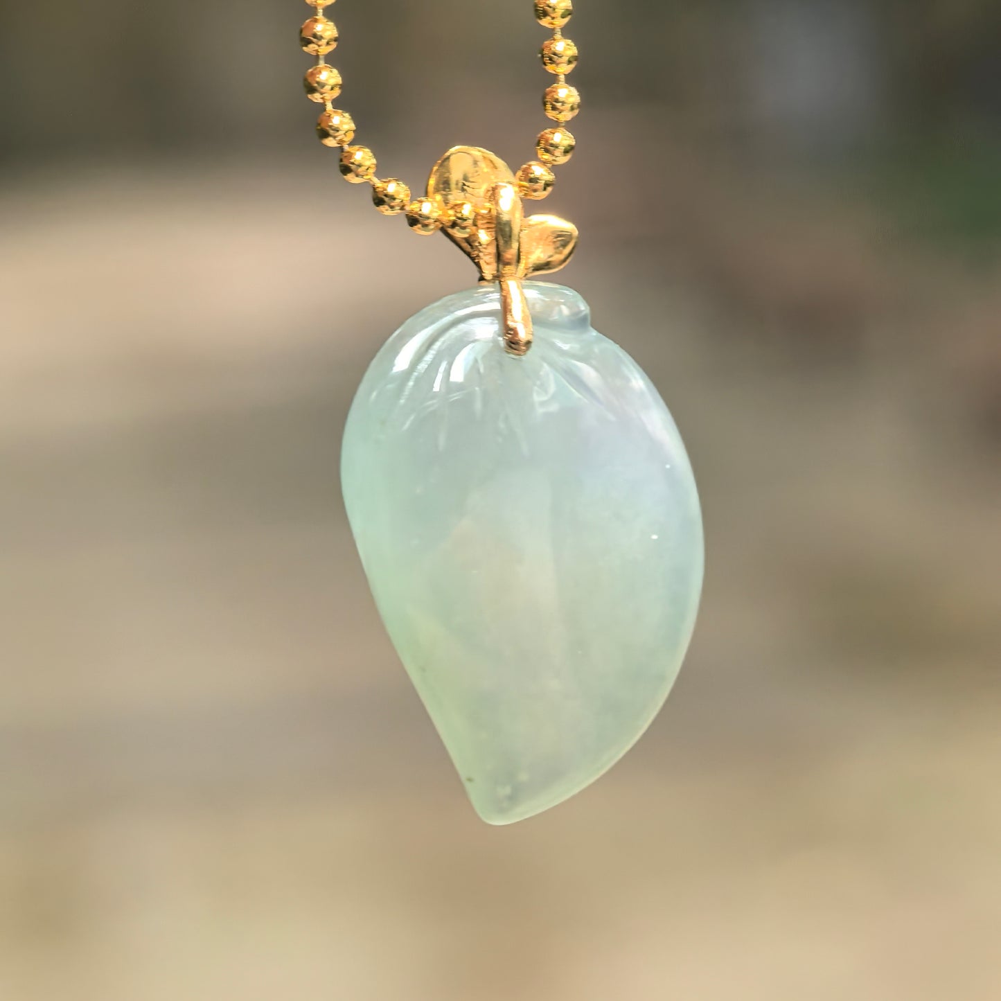 Icy Light Green Peach Jadeite Pendant