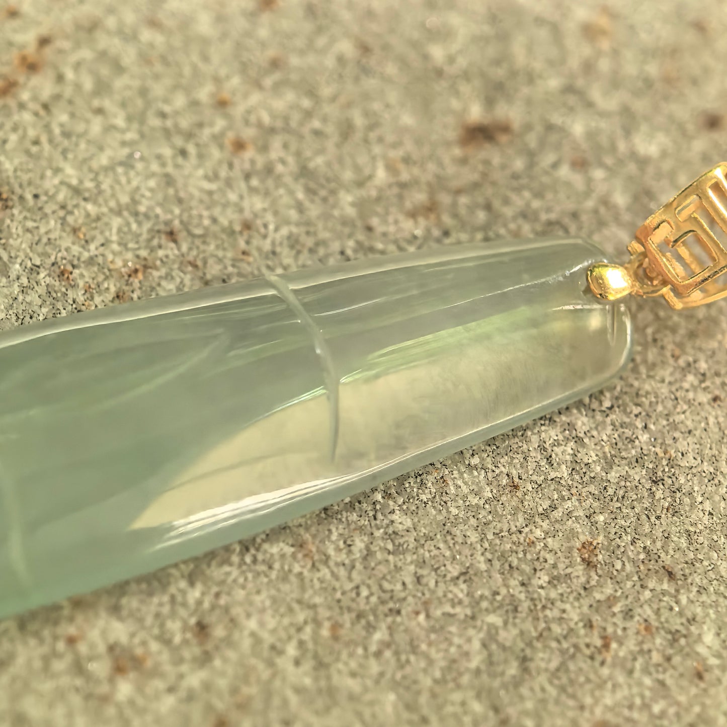 Icy Light Green Bamboo Jadeite Pendant