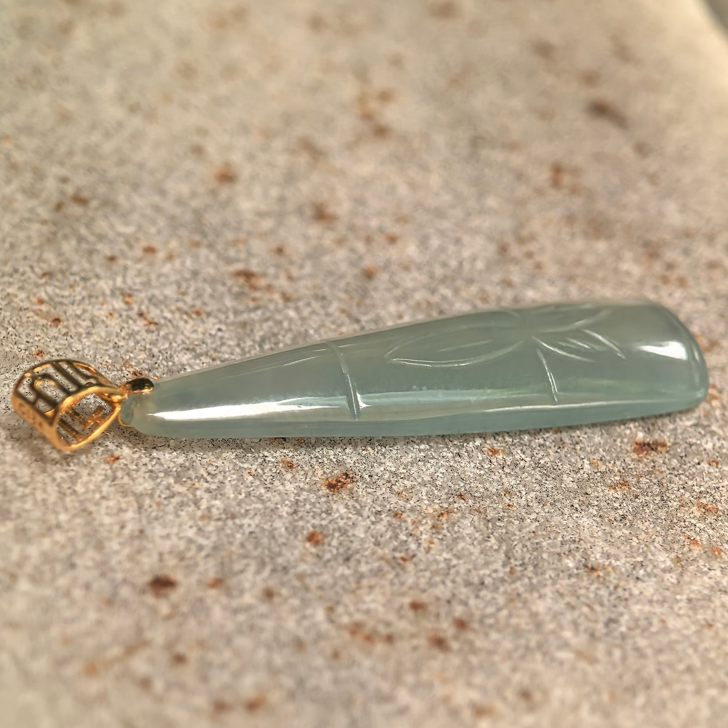 Icy Light Green Bamboo Jadeite Pendant