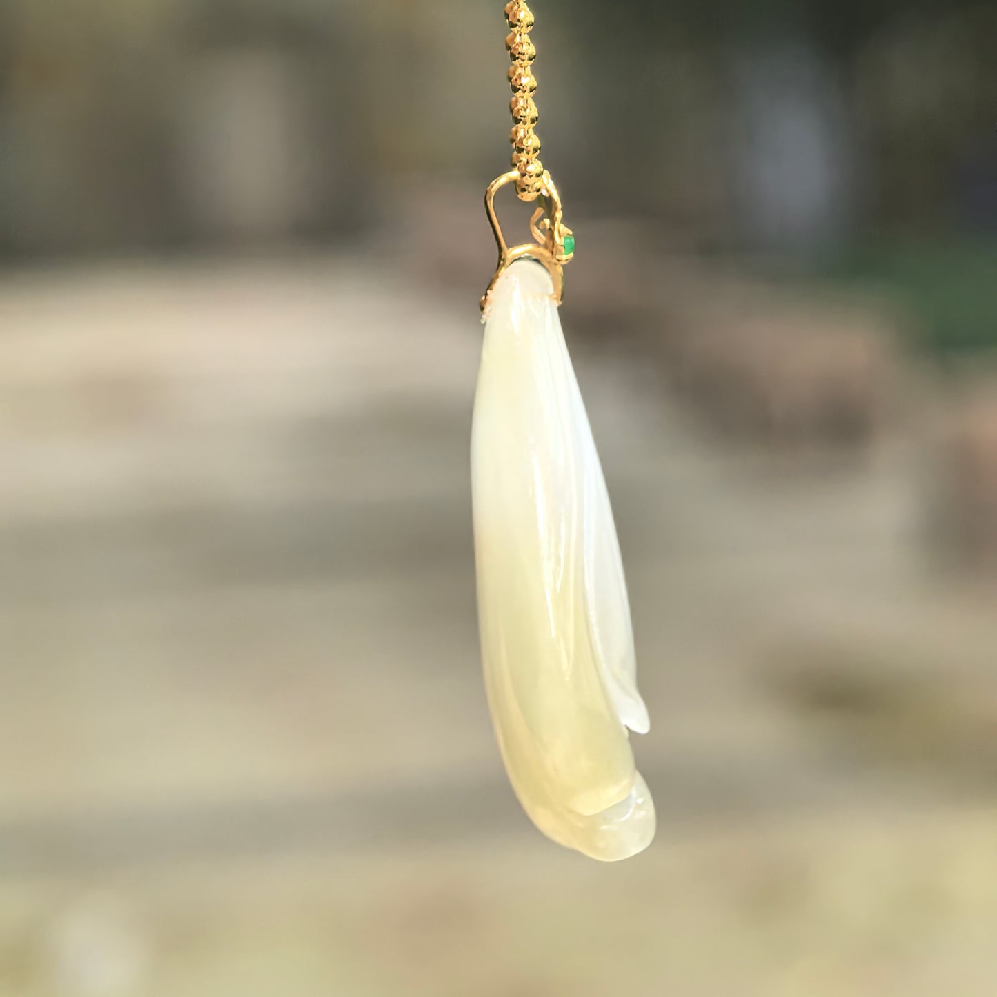 Icy Glutinous Pale Yellow Magnolia Jadeite Pendant