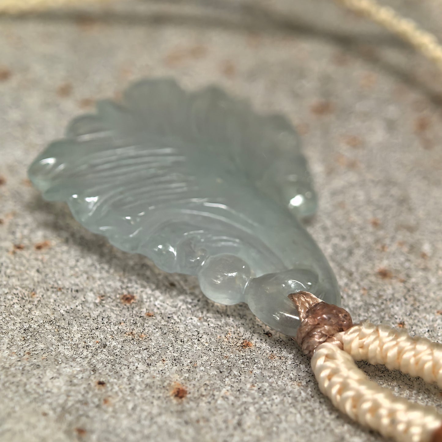 Icy Light Green Ginkgo Leaf Jadeite Pendant
