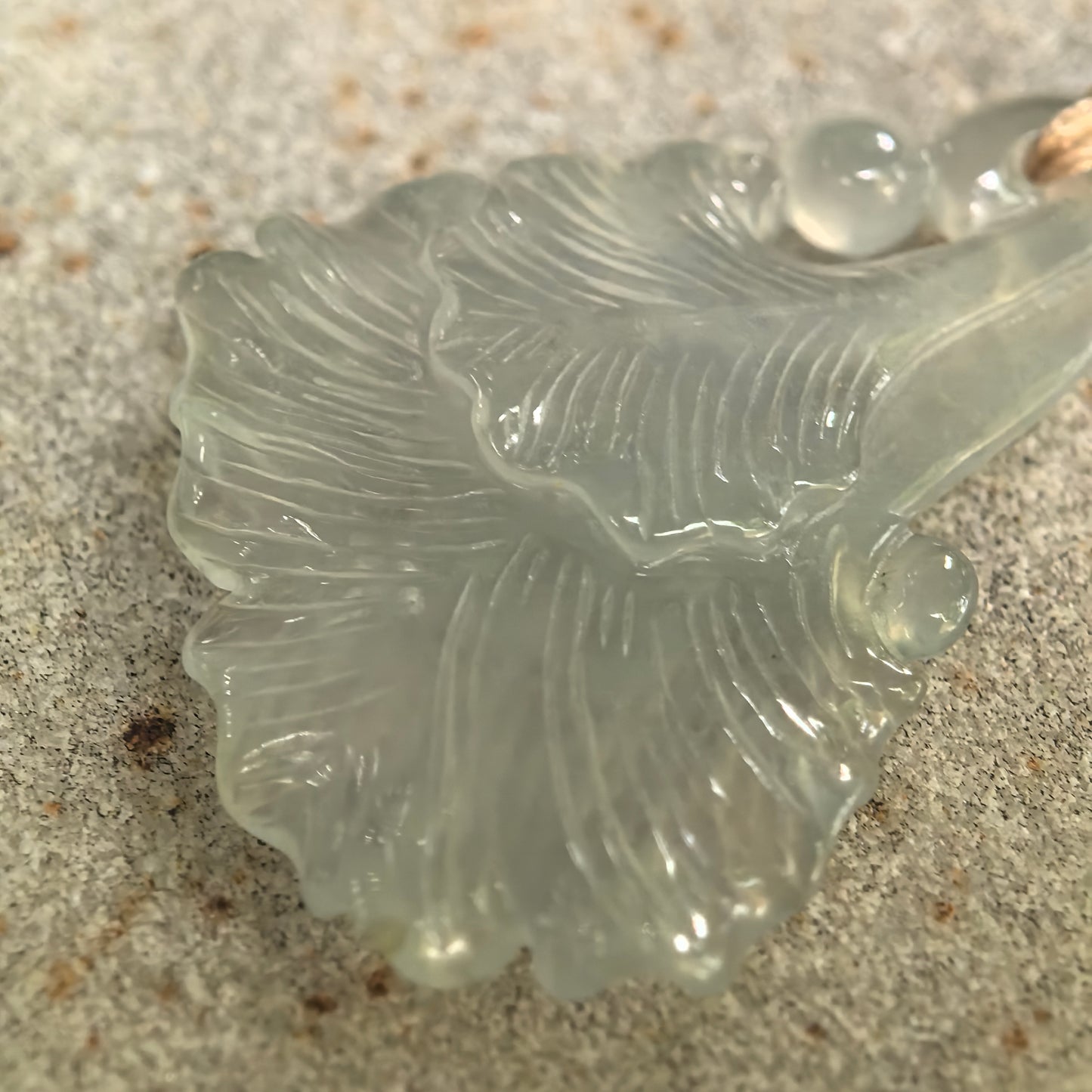 Icy Light Green Ginkgo Leaf Jadeite Pendant