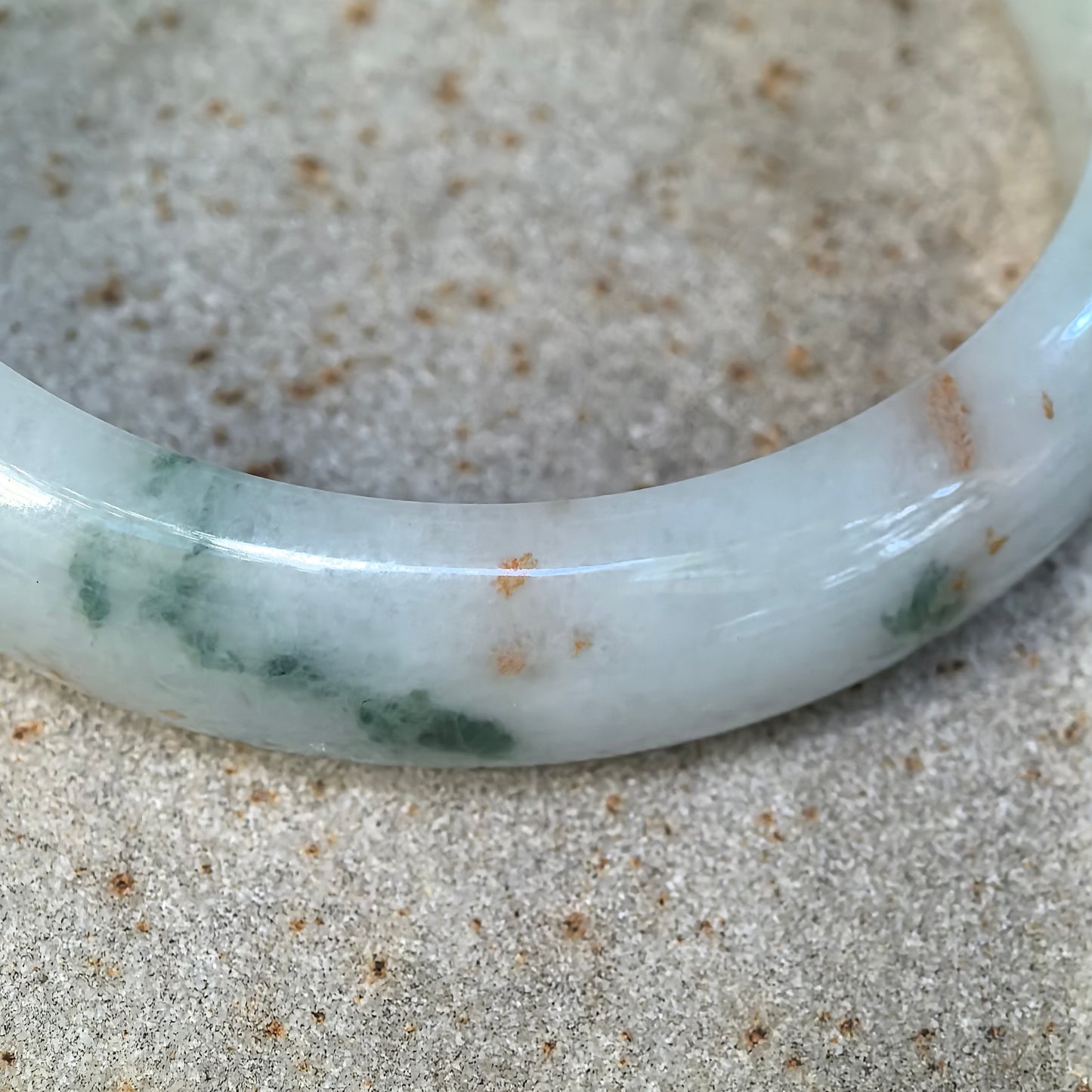 Fine Glutinous Milk-White Floating Flower D-Shape Jadeite Bangle – 51mm
