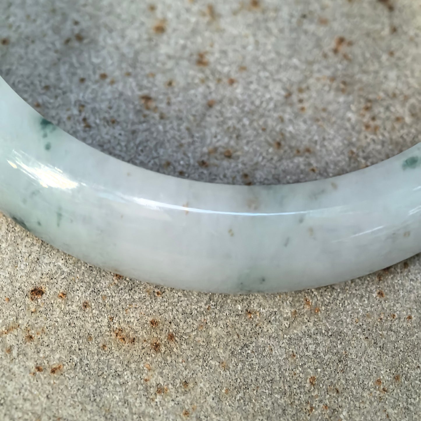 Fine Glutinous Milk-White Floating Flower D-Shape Jadeite Bangle – 51mm