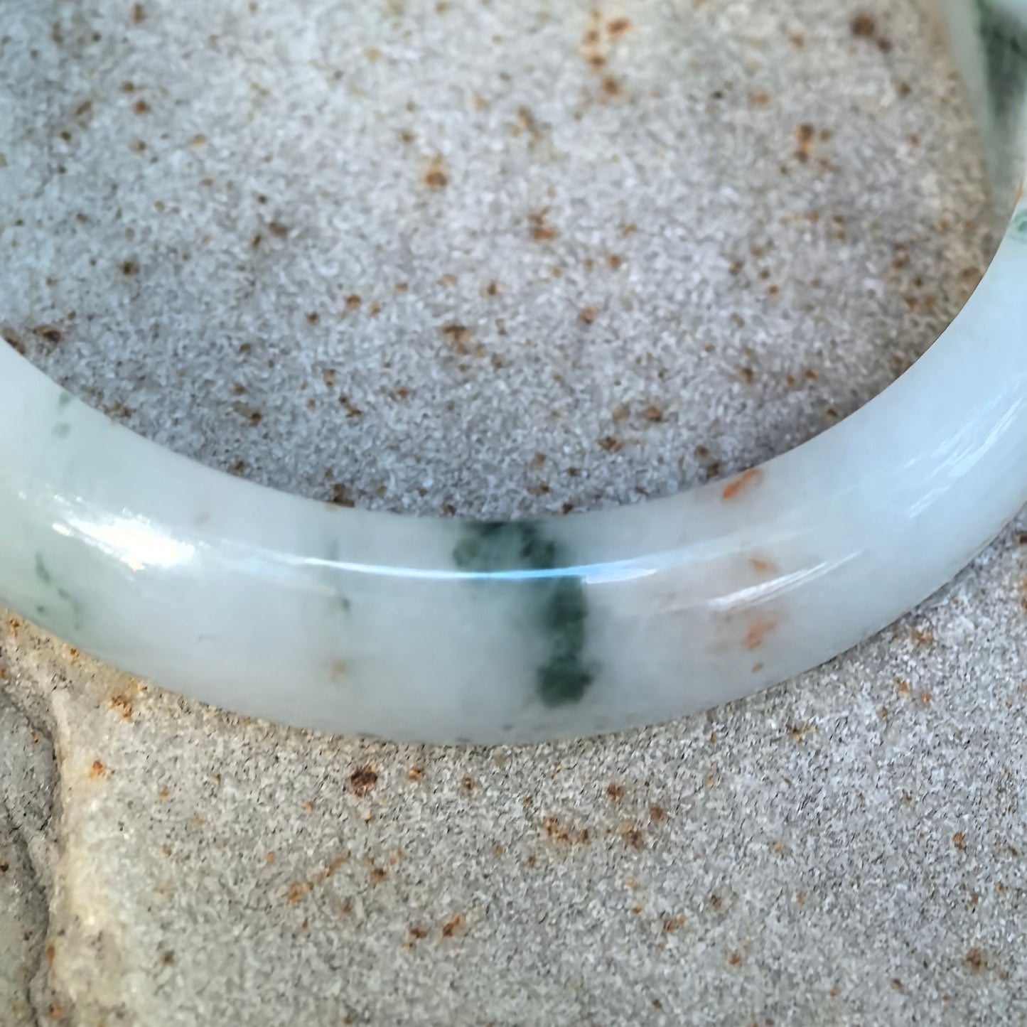 Fine Glutinous Milk-White Floating Flower D-Shape Jadeite Bangle – 51mm