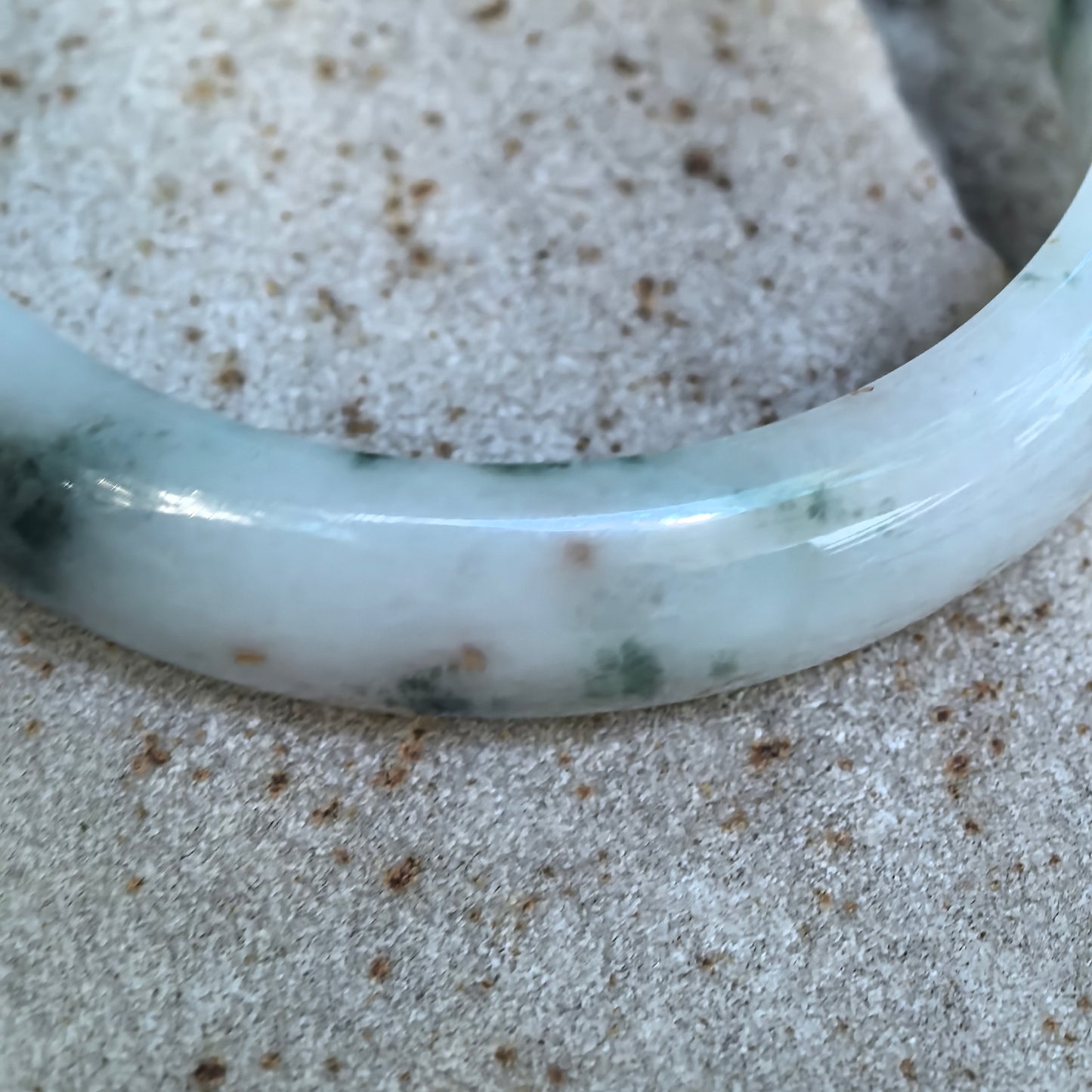 Fine Glutinous Milk-White Floating Flower D-Shape Jadeite Bangle – 51mm