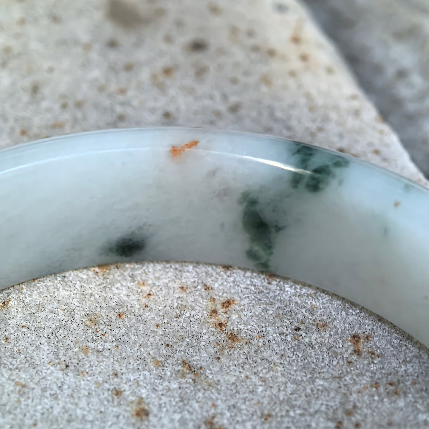 Fine Glutinous Milk-White Floating Flower D-Shape Jadeite Bangle – 51mm