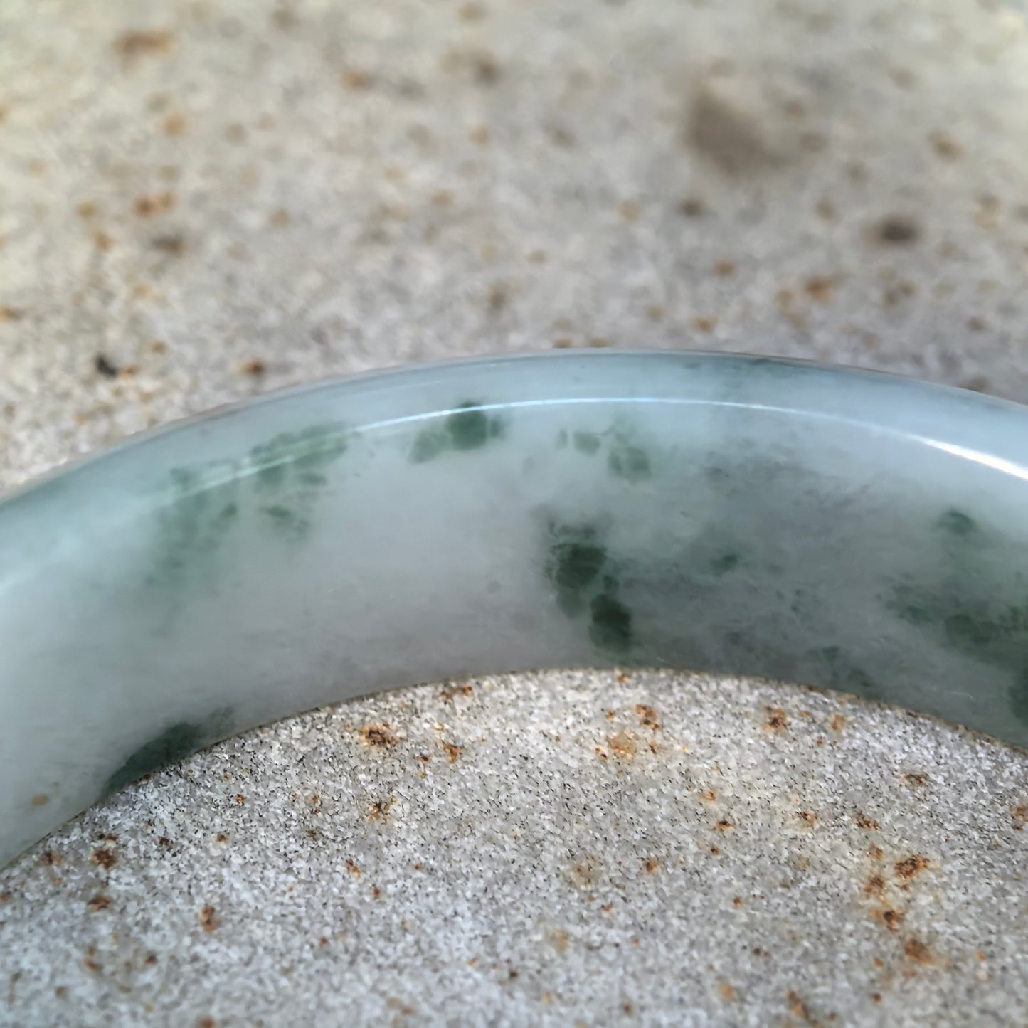 Fine Glutinous Milk-White Floating Flower D-Shape Jadeite Bangle – 51mm