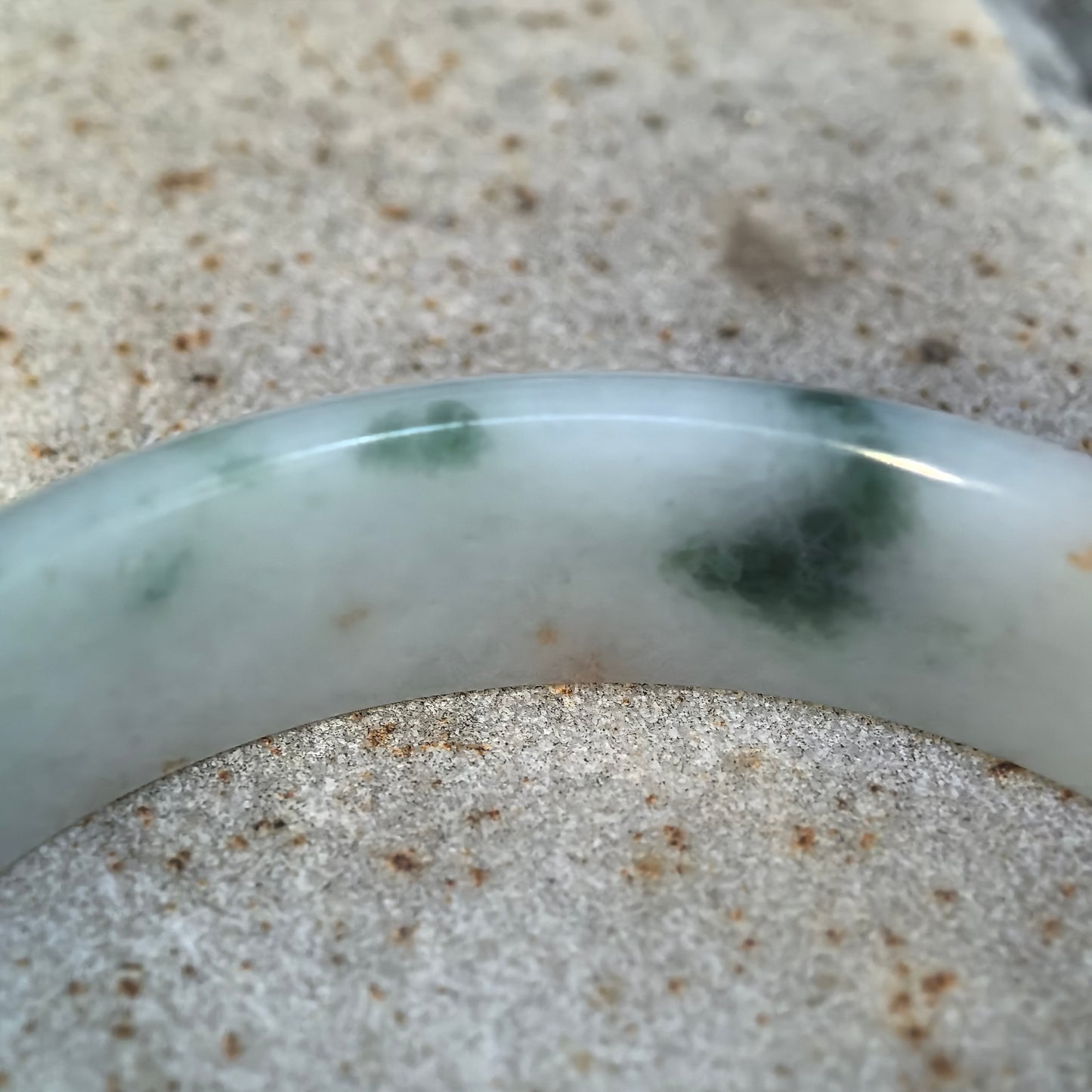 Fine Glutinous Milk-White Floating Flower D-Shape Jadeite Bangle – 51mm
