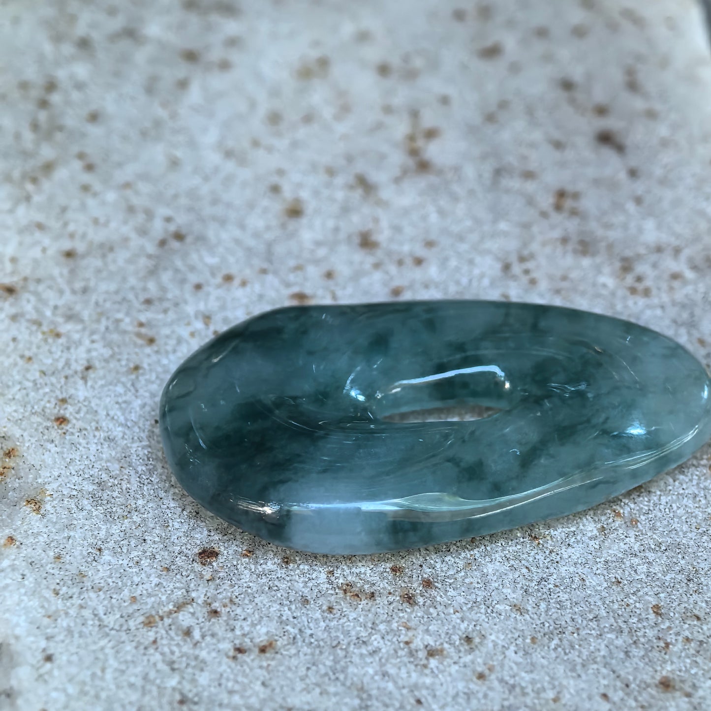 Icy Glutinous Dark Ink Green Spiral Jadeite Pendant