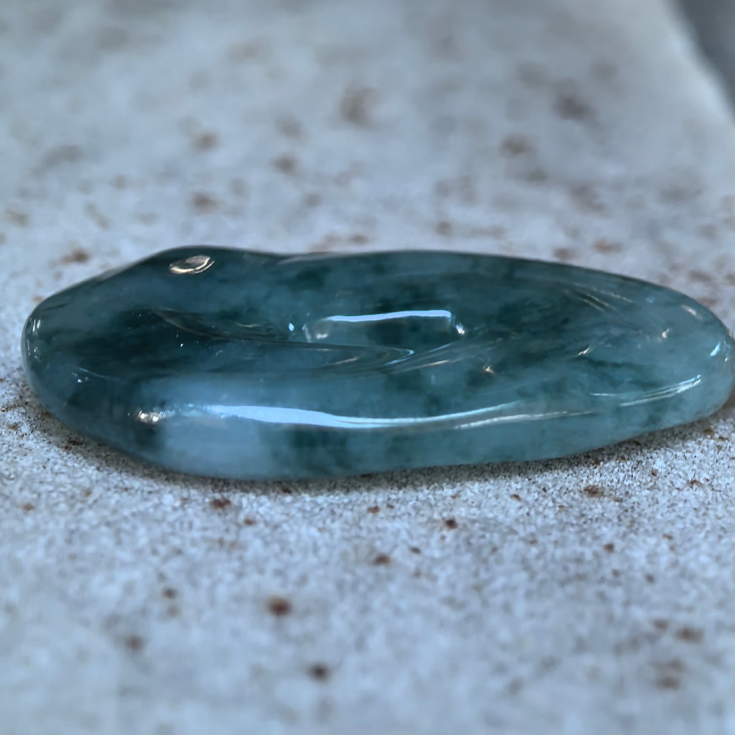 Icy Glutinous Dark Ink Green Spiral Jadeite Pendant