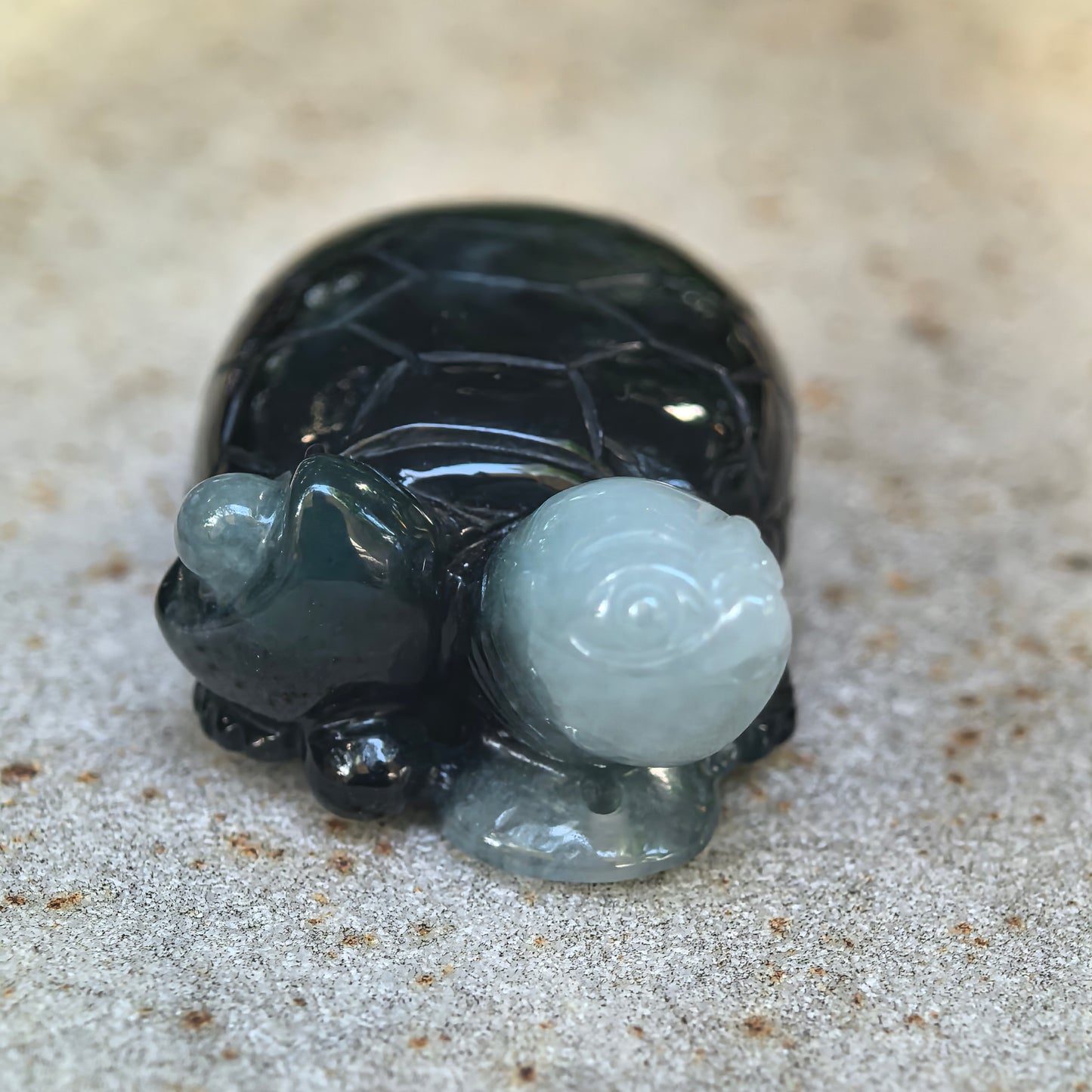 Glutinous Deep Green Turtle Jadeite Ornament