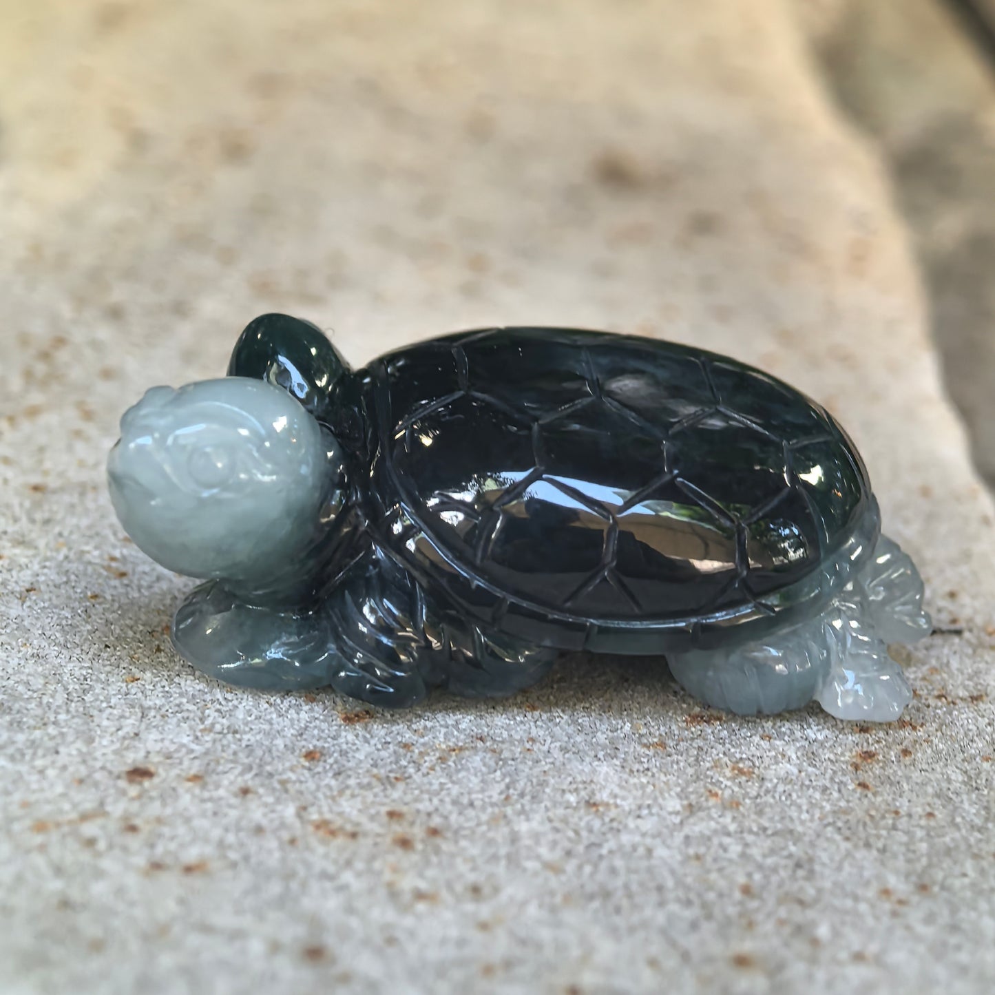 Glutinous Deep Green Turtle Jadeite Ornament