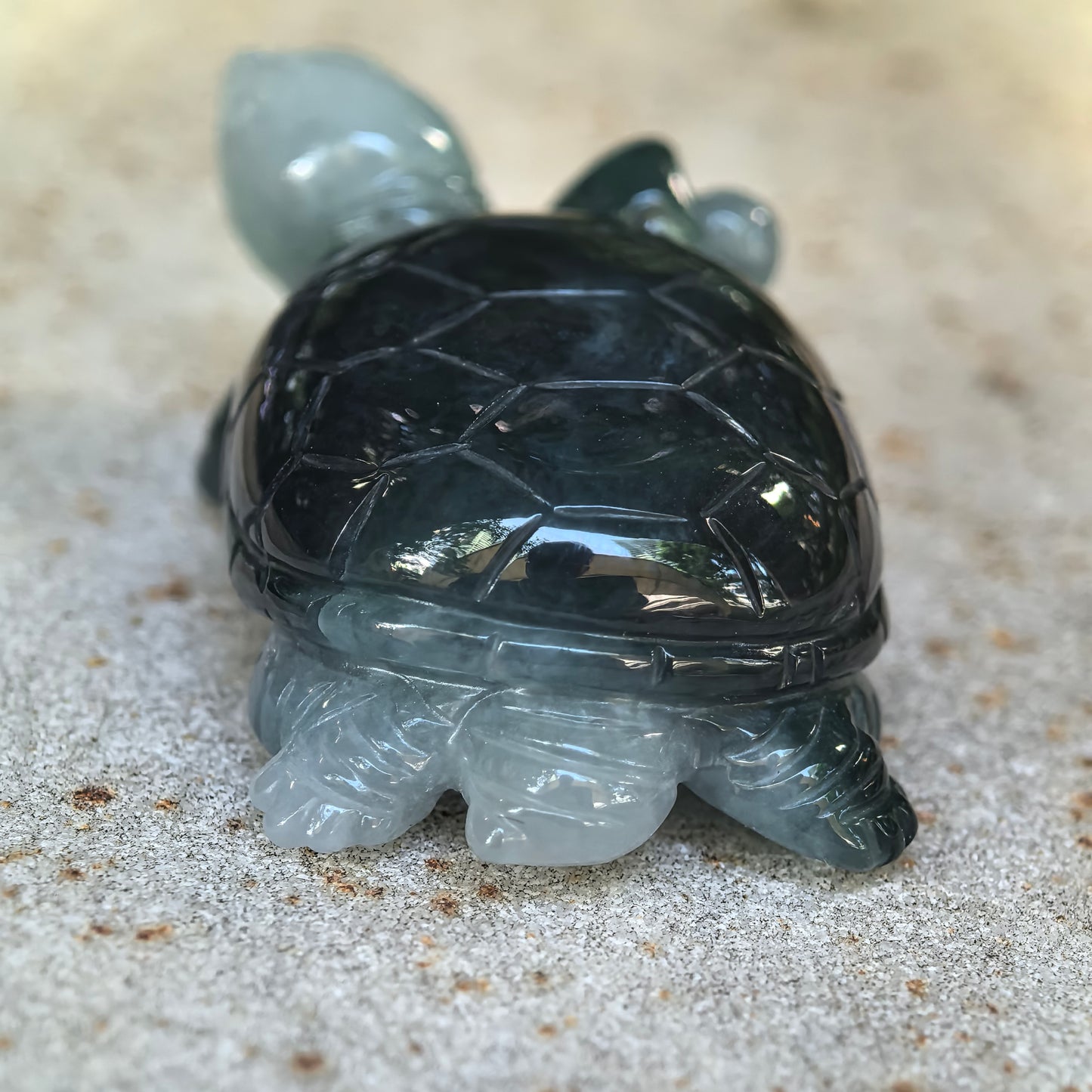 Glutinous Deep Green Turtle Jadeite Ornament