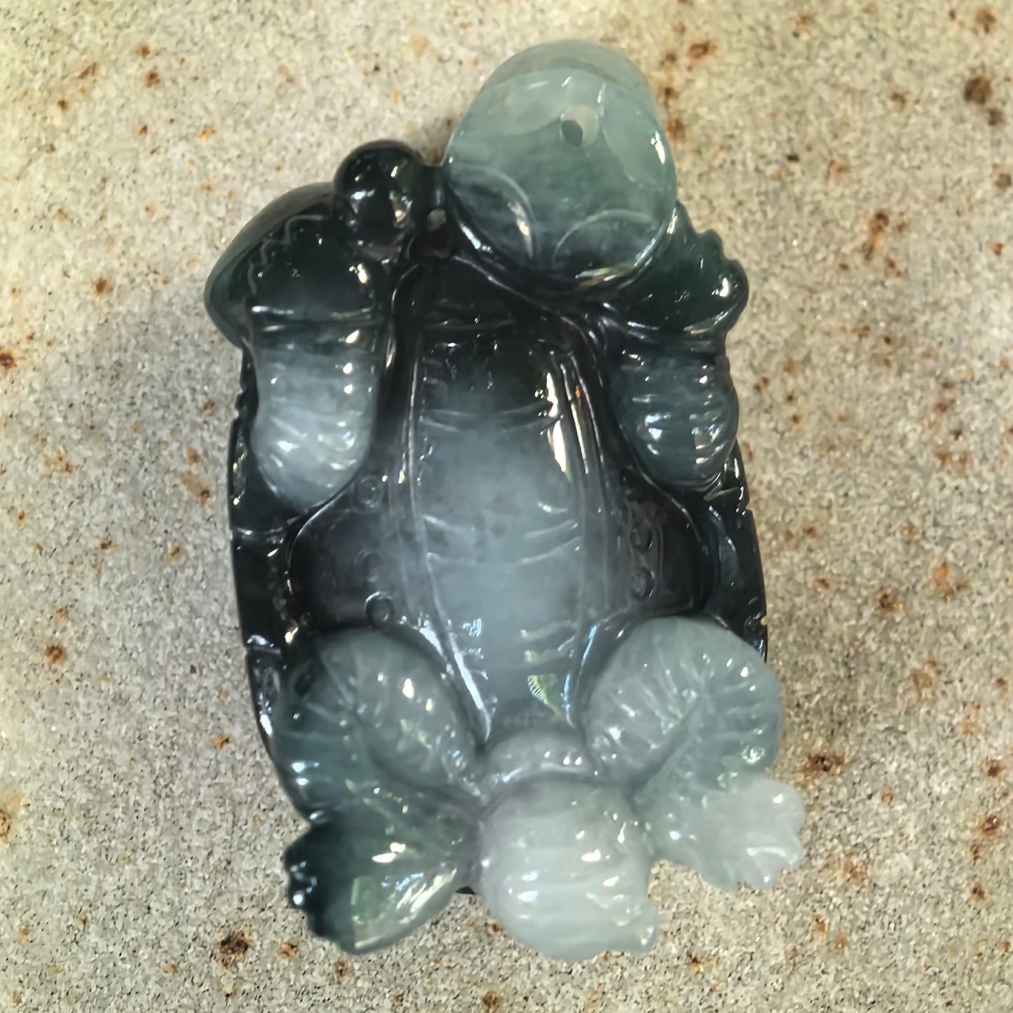 Glutinous Deep Green Turtle Jadeite Ornament