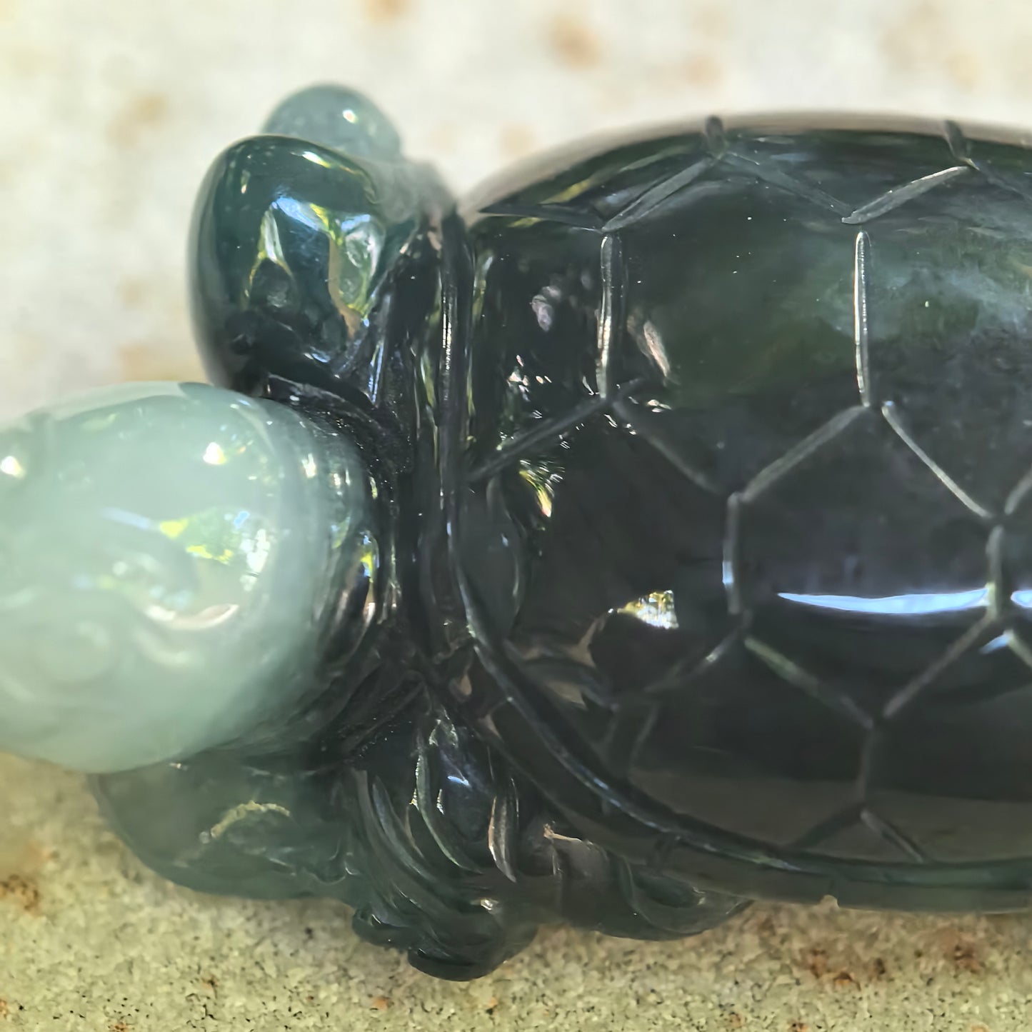 Glutinous Deep Green Turtle Jadeite Ornament