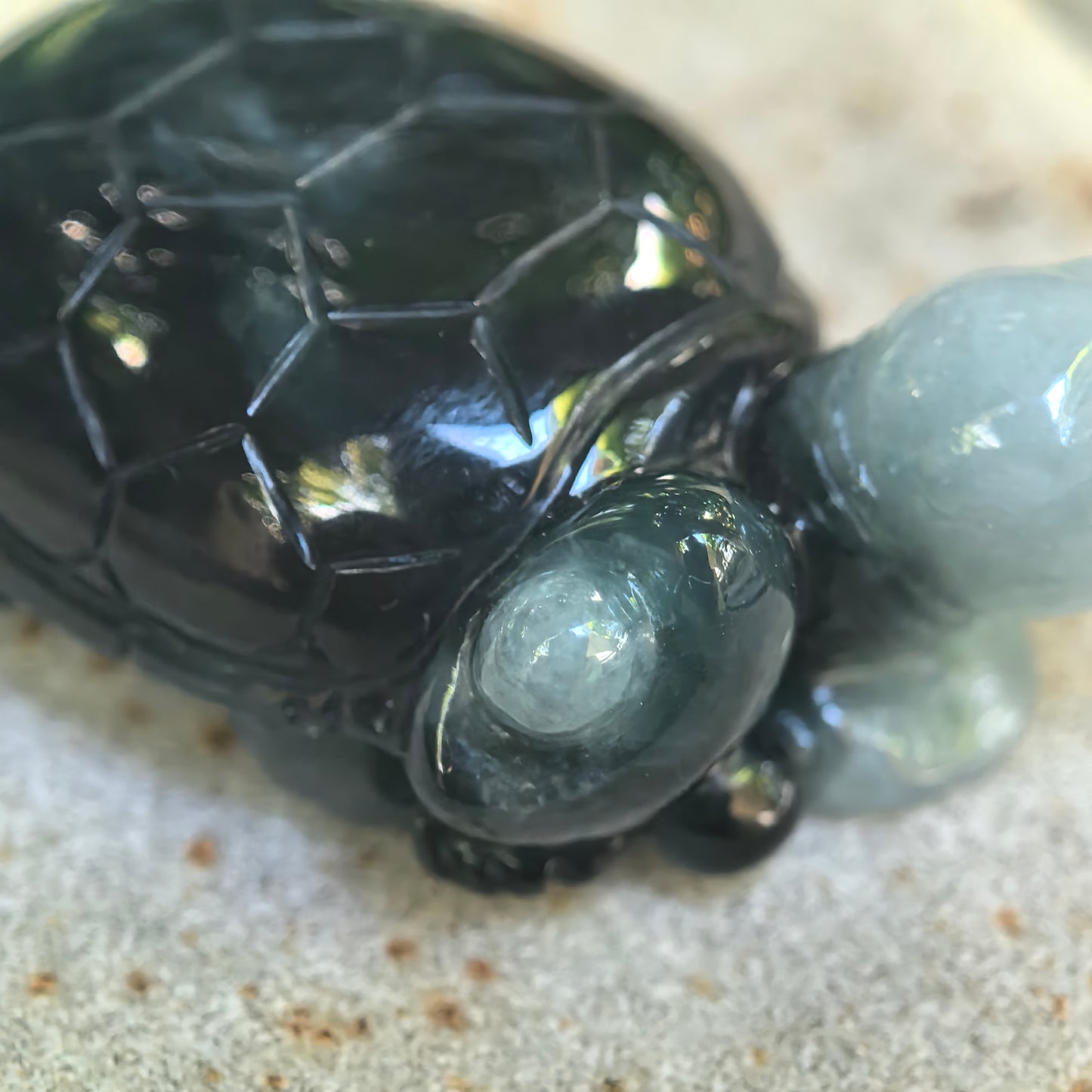 Glutinous Deep Green Turtle Jadeite Ornament
