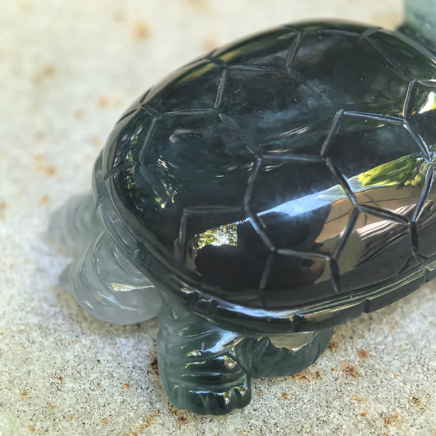 Glutinous Deep Green Turtle Jadeite Ornament