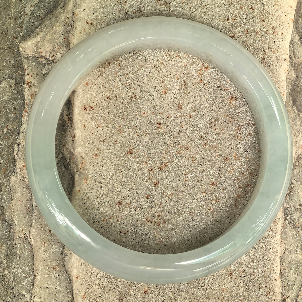 Fine Glutinous Pale Green D-Shape Jadeite Bangle -53mm