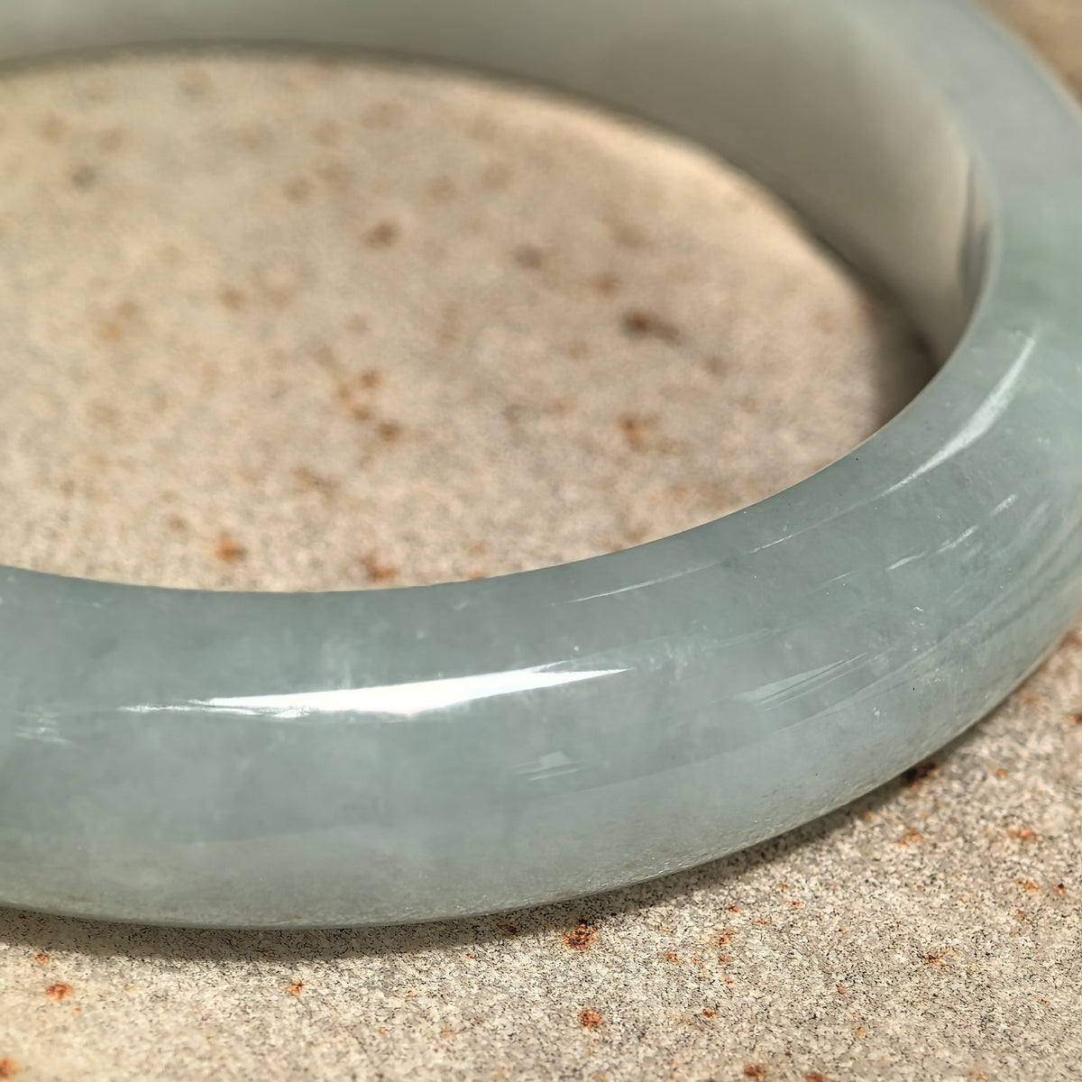 Fine Glutinous Pale Green D-Shape Jadeite Bangle -53mm