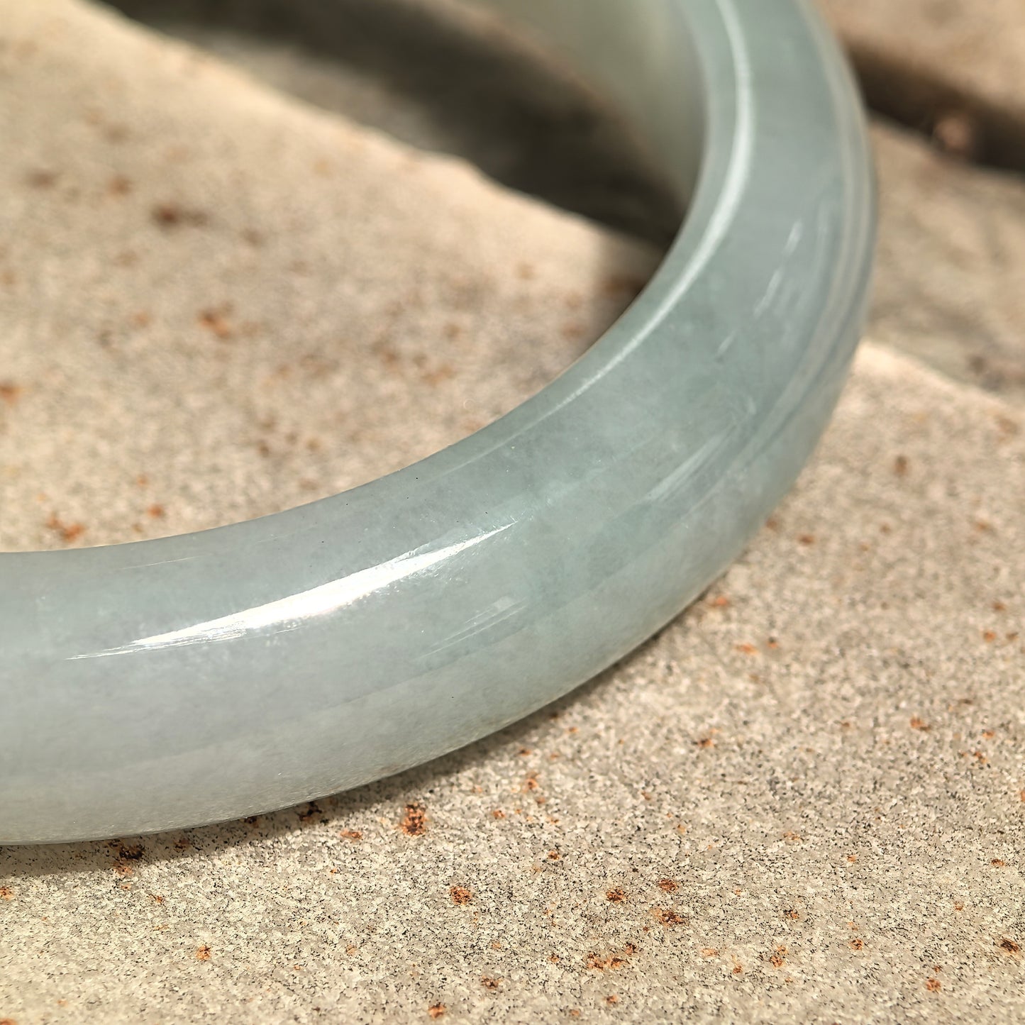 Fine Glutinous Pale Green D-Shape Jadeite Bangle -53mm