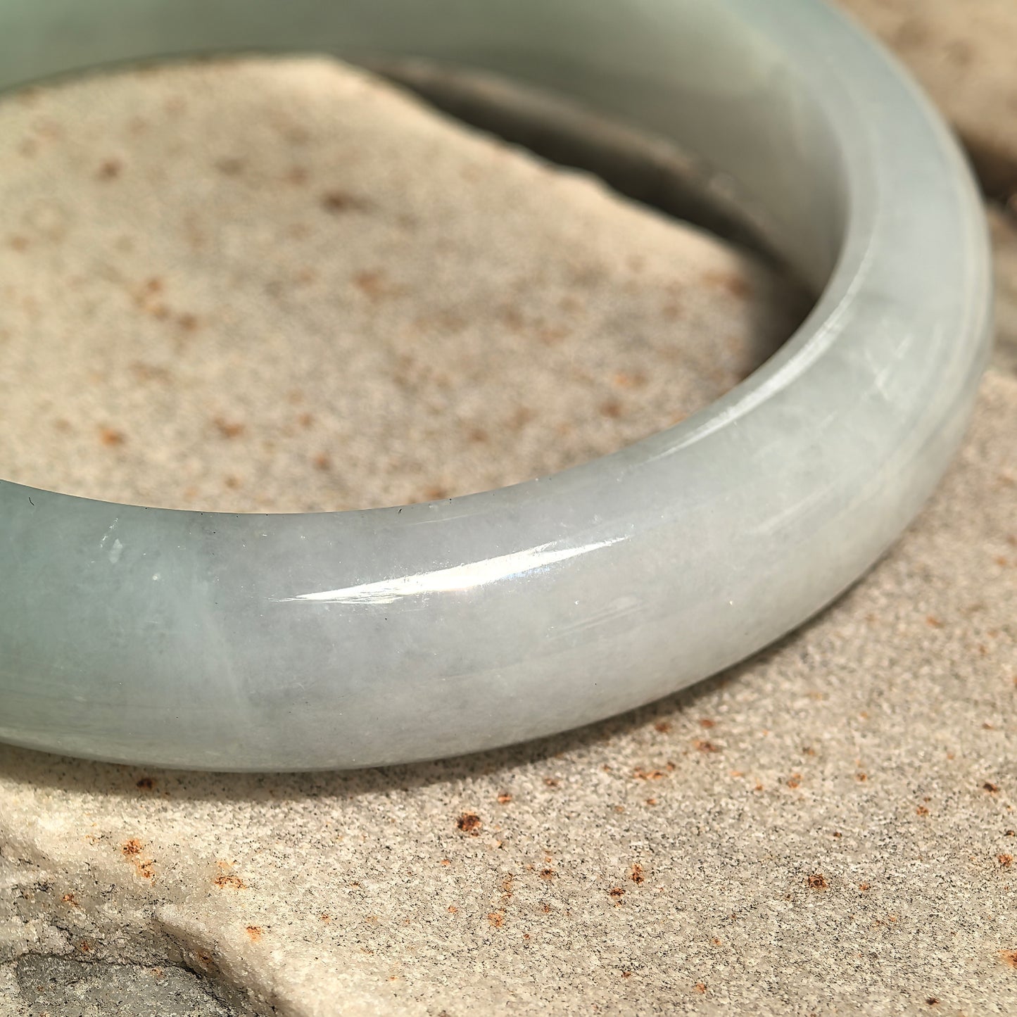 Fine Glutinous Pale Green D-Shape Jadeite Bangle -53mm