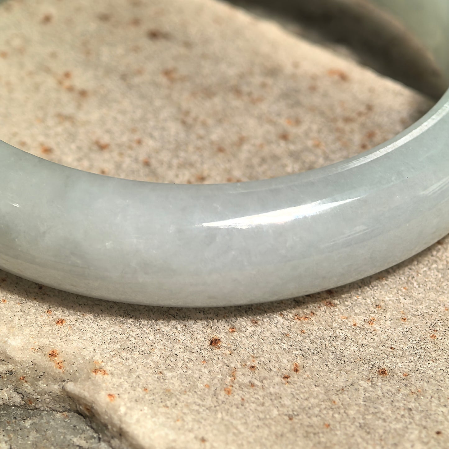 Fine Glutinous Pale Green D-Shape Jadeite Bangle -53mm