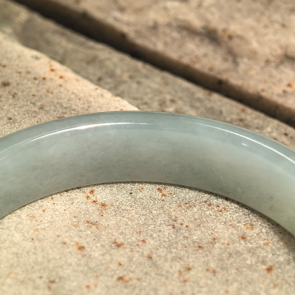 Fine Glutinous Pale Green D-Shape Jadeite Bangle -53mm